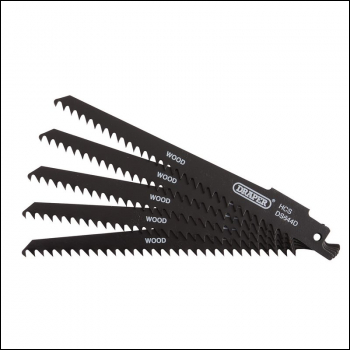 Draper DS644D Reciprocating Saw Blades for Wood and Plastic Cutting, 150mm, 6tpi (Pack of 5) - Code: 43430 - Pack Qty 1