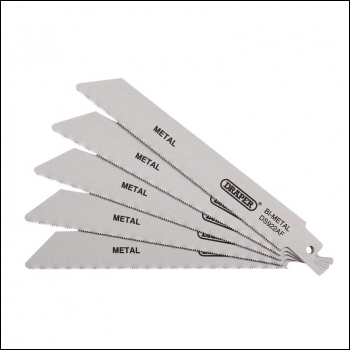 Draper DS922AF Bi-metal Reciprocating Saw Blades for Metal Cutting, 150mm, 24tpi (Pack of 5) - Code: 43444 - Pack Qty 1