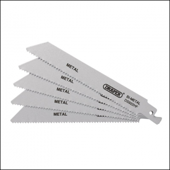 Draper DS922HF Bi-metal Reciprocating Saw Blades for Metal, 150mm, 10tpi (Pack of 5) - Code: 43460 - Pack Qty 1