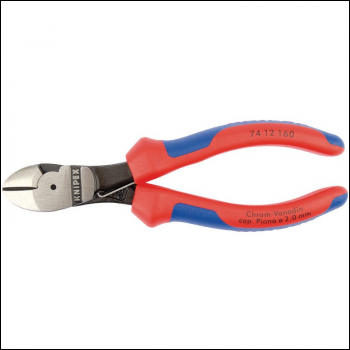 Draper 74 12 160 SB Knipex 74 12 160 High Leverage Diagonal Side Cutters with Return Spring, 160mm - Code: 44268 - Pack Qty 1