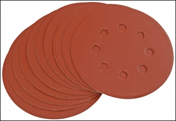 DRAPER Hook and Loop Sanding Discs, 125mm, 320 Grit (Pack of 10) - Pack Qty 1 - Code: 44342