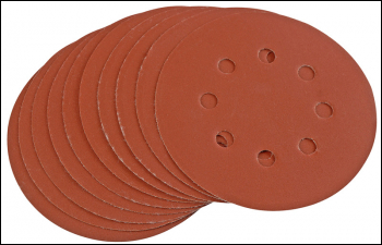 DRAPER Hook and Loop Sanding Discs, 125mm, 400 Grit (Pack of 10) - Pack Qty 1 - Code: 44344