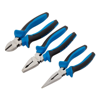 Draper SGPS/3 Soft Grip Pliers Set, 160mm, Blue (3 Piece) - Code: 45864 - Pack Qty 8