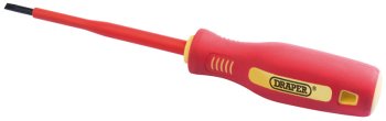 Draper 952 Fully Insulated Plain Slot Screwdriver, 4 x 100mm - Code: 46517 - Pack Qty 1