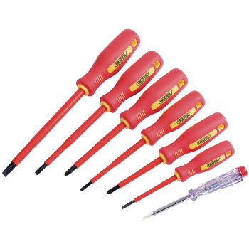 Draper 952/7 Fully Insulated Screwdriver Set with Mains Tester (7 Piece) - Code: 46540 - Pack Qty 1