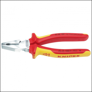 Draper 02 06 180 SB Knipex 02 06 180 Fully Insulated High Leverage Combination Pliers, 180mm - Code: 49168 - Pack Qty 1