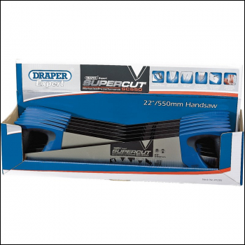 Draper SC550/D Draper Expert Supercut® Soft Grip Hardpoint Handsaw, 550mm/22 inch , 11tpi/12ppi (Dispenser of 12) - Code: 49285 - Pack Qty 12