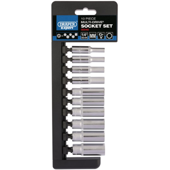 Draper B10MD/MDS/E Draper Expert Multi-Drive® Metric Deep Socket Set, 1/4 inch  Sq. Dr. (10 Piece) - Code: 50048 - Pack Qty 1