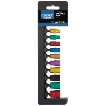 Draper B10M/6PT/C/E Draper Expert Metric Coloured Socket Set, 1/4 inch  Sq. Dr. (10 Piece) - Code: 50151 - Pack Qty 1