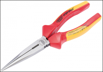 DRAPER Ergo Plus® Fully Insulated VDE Slimline Long Nose Pliers, 200mm - Pack Qty 1 - Code: 50247