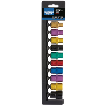 Draper H10M/6PT/C/E Draper Expert Metric Coloured Socket Set, 1/2 inch  Sq. Dr. (10 Piece) - Code: 50493 - Pack Qty 1