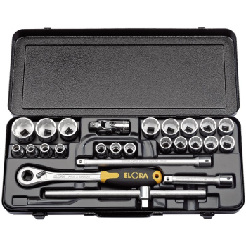 Draper 770-OKLMU Elora Metric Socket Set, 1/2 inch  Sq. Dr. (25 Piece) - Code: 50648 - Pack Qty 1
