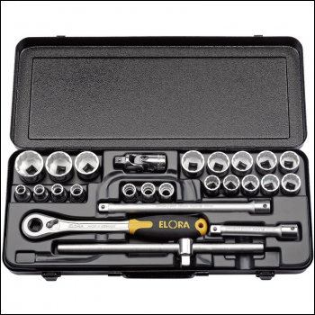 Draper 770-OKLMU Elora Metric Socket Set, 1/2 inch  Sq. Dr. (25 Piece) - Code: 50648 - Pack Qty 1