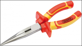 DRAPER VDE Approved Fully Insulated Long Nose Pliers, 180mm - Pack Qty 1 - Code: 50833