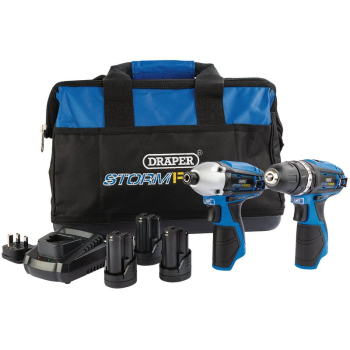 Draper PTK10.8VD+D+3 Draper Storm Force® 10.8V Power Interchange Drill and Driver Twin Kit, 3 x 1.5Ah Batteries, 1 x Charger, 1 x Bag - Discontinued - Code: 52046 - Pack Qty 1