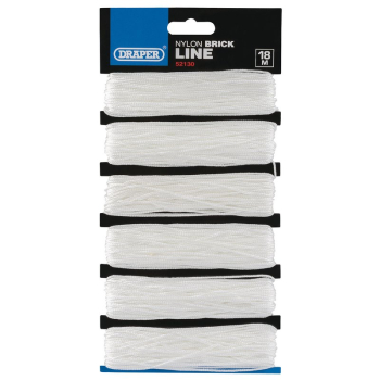 Draper 4807 Nylon Brick Line, 18m, White (Pack of 6) - Code: 52130 - Pack Qty 1