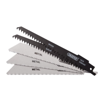 Draper RSBCOM5 Assorted Reciprocating Saw Blades for Multi-Purpose Cutting, 150mm (Pack of 5) - Code: 52517 - Pack Qty 1