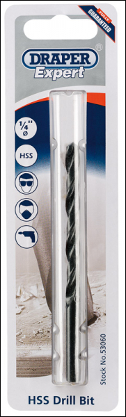 Draper H29PS/B HSS Drill Bit, 1/4 inch  - Code: 53060 - Pack Qty 1