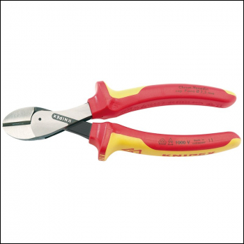 Draper 73 08 160 UKSBE Knipex 73 08 160UKSBE VDE Fully Insulated ' x Cut' High Leverage Diagonal Side Cutters - Code: 54087 - Pack Qty 1
