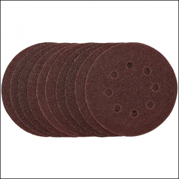 Draper SDHAL125 Punched Sanding Discs, 125mm, Hook & Loop, 40 Grit, (Pack of 10) - Code: 54392 - Pack Qty 1