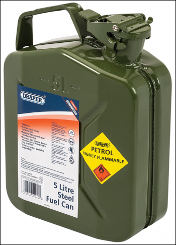 DRAPER 5L Steel Fuel Can (Green) - Pack Qty 1 - Code: 54437