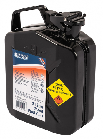 DRAPER 5L Steel Fuel Can (Black) - Pack Qty 1 - Code: 54447