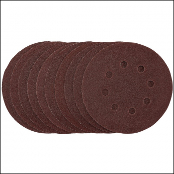 Draper SDHAL125 Punched Sanding Discs, 125mm, Hook & Loop, 80 Grit, (Pack of 10) - Code: 54755 - Pack Qty 1
