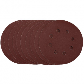 Draper SDHAL125 Punched Sanding Discs, 125mm, Hook & Loop, 240 Grit, (Pack of 10) - Code: 54758 - Pack Qty 1