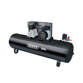 Draper DA200/369S 200L Belt-Driven Air Compressor without wheels, 2.2kW/3hp - Code: 55313 - Pack Qty 1