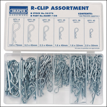 Draper HAIRP/150 R-Clip Assortment (150 Piece) - Code: 56376 - Pack Qty 1