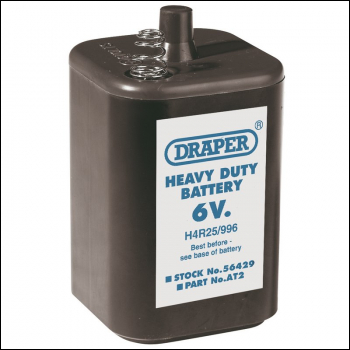 DRAPER 6V PJ996 Size Battery (Pack of 6) - Pack Qty 1 - Code: 56429
