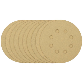 Draper SDHALG125 Gold Sanding Discs with Hook & Loop, 125mm, 120 Grit, 8 Dust Extraction Holes (Pack of 10) - Code: 58111 - Pack Qty 1