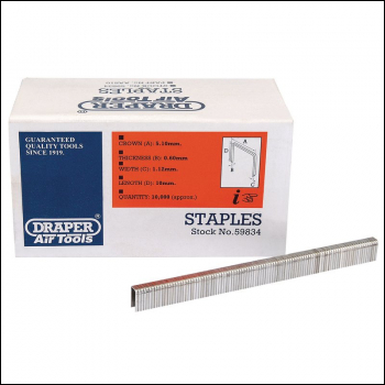 Draper AAS10 Staples, 10mm  (Pack of 10000) - Code: 59834 - Pack Qty 1