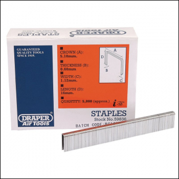 Draper ST90N Staple, 16mm (5000) - Code: 59836 - Pack Qty 1