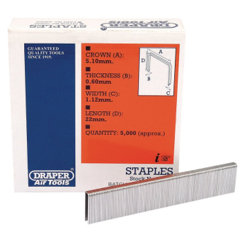 Draper ST90N Staples, 22mm (5000) - Discontinued - Code: 59838 - Pack Qty 1