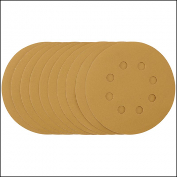 Draper SDHALG125 Gold Sanding Discs with Hook & Loop, 125mm, 400 Grit, 8 Dust Extraction Holes (Pack of 10) - Code: 59856 - Pack Qty 1