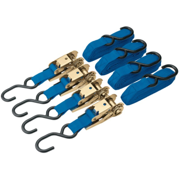 Draper RTDSB/4 Ratcheting Tie Down Straps, 4.5m x 25mm, 350kg (4 Piece) - Code: 60960 - Pack Qty 1