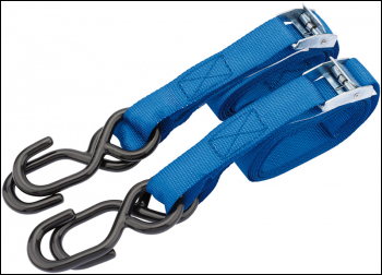 Draper TDS125/B Ratcheting Tie Down Straps, 2.5m x 25mm, 125kg (2 Piece) - Code: 60962 - Pack Qty 1