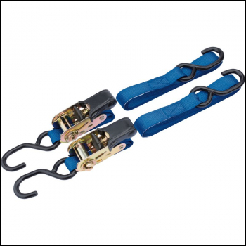 Draper RTDS25B2/B Ratcheting Tie Down Straps, 3.5m x 25mm, 250kg (2 Piece) - Code: 60964 - Pack Qty 1