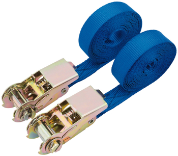 Draper RTDS400B2/B Ratcheting Tie Down Straps, 4.5m x 25mm, 400kg (2 Piece) - Code: 60968 - Pack Qty 1