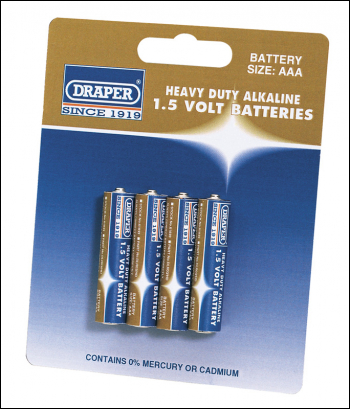 Draper DLR03/HD Heavy Duty Alkaline Batteries AAA (Pack of 4) - Code: 61833 - Pack Qty 1