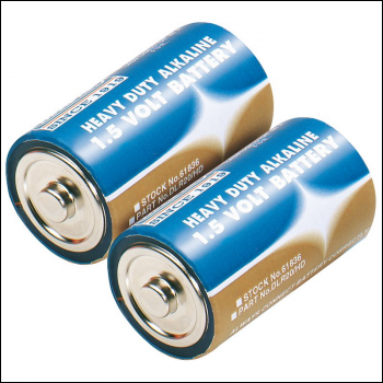 Draper DLR20/HD Heavy Duty Alkaline Batteries D (Pack of 2) - Code: 61836 - Pack Qty 1