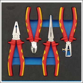 Draper IT-EVA4 Draper Expert VDE Approved Fully Insulated Plier Set in 1/2 Drawer EVA Insert Tray (4 Piece) - Code: 63216 - Pack Qty 1