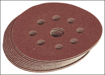 DRAPER Hook and Loop Sanding Discs, 125mm, 60 Grit (Pack of 10) - Pack Qty 1 - Code: 63367