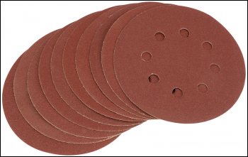 DRAPER Hook and Loop Sanding Discs, 125mm, 100 Grit (Pack of 10) - Pack Qty 1 - Code: 63369