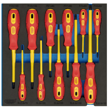 Draper IT-EVA13 Draper Expert VDE Screwdriver Set in 1/2 Drawer EVA Insert Tray (11 Piece) - Code: 63379 - Pack Qty 1