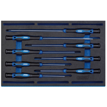 Draper 865/EVA1 Extra Long Precision Screwdriver Set in 1/4 Drawer EVA Insert Tray (8 Piece) - Code: 63399 - Pack Qty 1