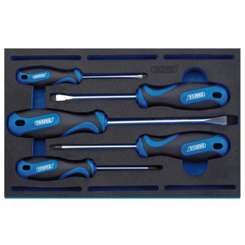 Draper 865/EVA2 Soft Grip Screwdriver Set in 1/4 Drawer EVA Insert Tray (5 Piece) - Code: 63400 - Pack Qty 1