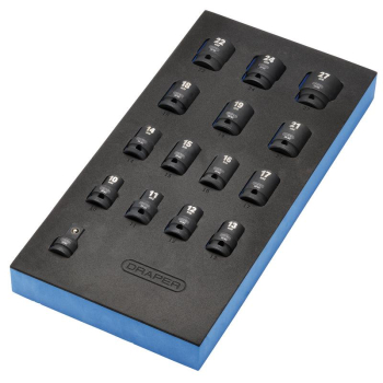 Draper IT-EVA18 Draper HI-TORQ® Metric Impact Socket Set in EVA Drawer Insert Tray, 1/2 inch  Sq. Dr. (15 Piece) - Code: 63415 - Pack Qty 1