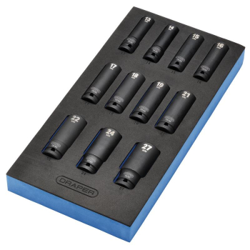 Draper IT-EVA20 Draper HI-TORQ® Metric Deep Impact Socket Set in EVA Drawer Insert Tray, 1/2 inch  Sq. Dr. (11 Piece) - Code: 63483 - Pack Qty 1